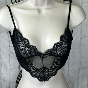 Nasty Gal Sheer Lace Bralette Unlined Longline Adjustable Straps